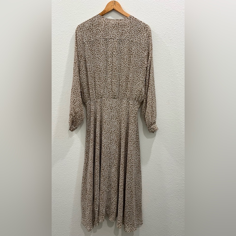 B .G.B. LTD Vintage 80s Dress Size 14 Dainty‎ Tan and White Small Bow Print - Picture 5 of 9